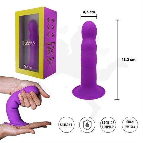 HITSENS 3 - Dildo de Silicona de Doble Densidad (Color Lila)